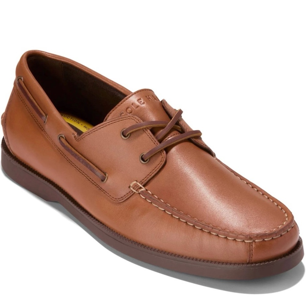 Cole Haan Men’s Grand Plus Bowside Boat Shoes Brown Leather Lace Up
